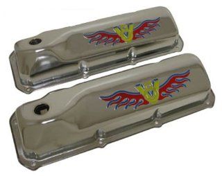 1969 82 Ford Small Block 351C 351M 400M BOSS 302 Steel Valve Covers   3 Color V8 Logo: Automotive