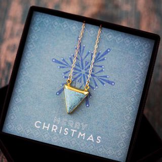 24k gold dipped turquoise triangle necklace by j&s jewellery