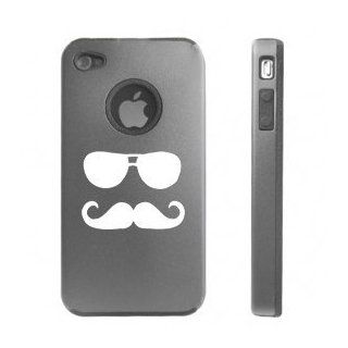 Apple iPhone 4 4S 4G Silver D2083 Aluminum & Silicone Case Cover Sunglasses Mustache: Cell Phones & Accessories