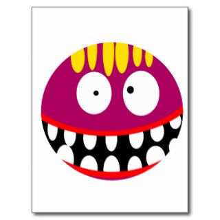 crazy purple funny monster post card