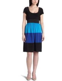 Tiana B Women's Color Block Jersey Mock Two Piece Dress, Black/Blue, Large at  Womens Clothing store