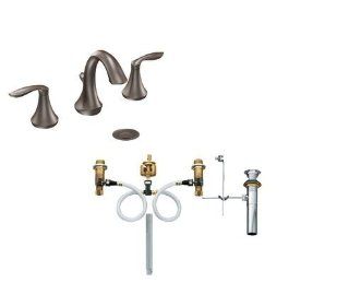 Moen T6420ORB 9000 Oil Rubbed Bronze Eva Double Handle Widespread Bathroom Faucet and Rough In Valve from the Eva Collection T6420 9000   Bathroom Sink Faucets  