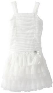 Amy Byer Girls 7 16 Plus Size Tier Dress, Ivory, 16.5: Clothing