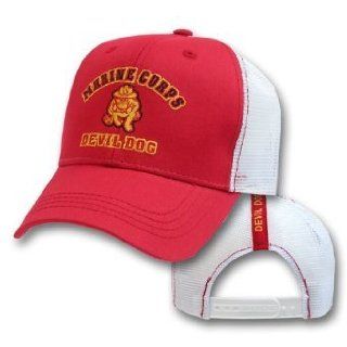Military Trucker Hat Adjustable   US Marine Corps Devil Dog: Baseball Caps: Clothing