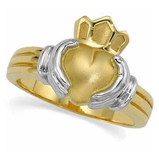 Ladies 14K Yellow/White Gold Claddagh Ring: Jewelry
