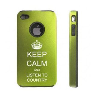 Apple iPhone 4 4S Green D7396 Aluminum & Silicone Case Cover Keep Calm and Listen To Country: Cell Phones & Accessories