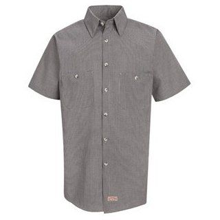 Men's Micro Check Short Sleeve Work Shirt at  Mens Clothing store