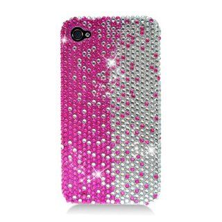 Eagle Cell PDIPHONE4F322 RingBling Brilliant Diamond Case for iPhone 4   Retail Packaging   Hot Pink/Silver Divide: Cell Phones & Accessories