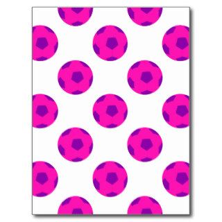 Pink and Purple Soccerball Pattern Postcard