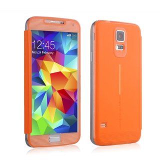 Moon Monkey Ultra thin Lightweight Protective Slim Folio Case With Intelligent Window for Samsung Galaxy S5 / SM G900F/ I9600 (MM331) (Orange) Cell Phones & Accessories