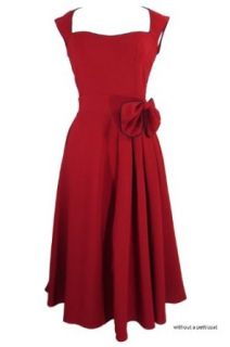 Classic Pinup Red Vintage 60's Red Cocktail Flare Party Dress with Bow