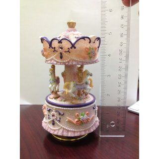 Laxury 3 horse Carousel Music Box, Purple&yellow&white Shade, Play the Castle in the Sky Tune, Model MP334   Jewelry Music Boxes