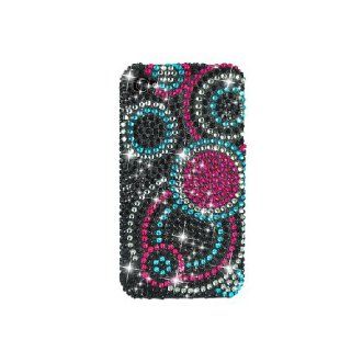 Apple iPhone 4 4S Bling Gem Jeweled Jewel Crystal Diamond Black Pink Blue Circles Cover Case: Cell Phones & Accessories
