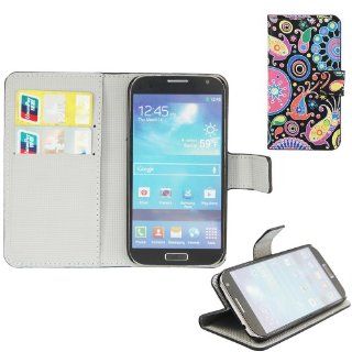 Color Printing Flower PU Leather Skin Gel Case Cover Protector with Stand For Samsung Galaxy S4 / SIV GT i9500: Cell Phones & Accessories