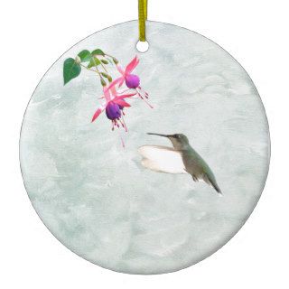 Hummingbird and Fuschia Christmas Ornament