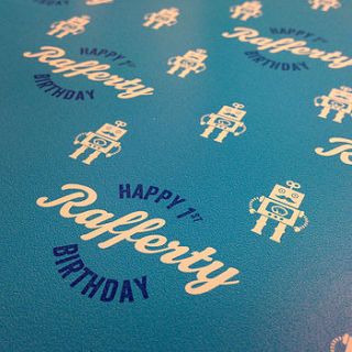 personalised birthday wrap   robot by winchester & sons
