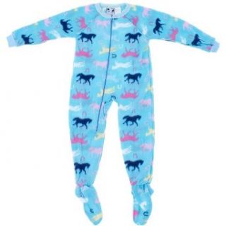 Katnap Blue Horse Print Footed Pajamas for Girls S/4: Clothing