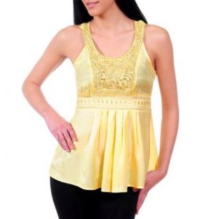 Luxury Divas Elegant Yellow Racer Tie Back Sleeveless Blouse Top at  Womens Clothing store
