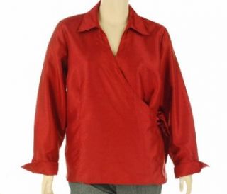 JM Collection Wrap Around Blouse Red Amore 24W at  Womens Clothing store