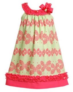 Bonnie Jean Little Girls 4 6X Green/Pink Butterfly Stripe Ruffle Trim Knit Dress: Playwear Dresses: Clothing