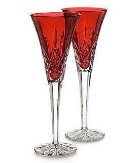 Waterford Crystal Lismore Jewels Ruby Red Flutes, PAIR, New in Waterford Box: Kitchen & Dining