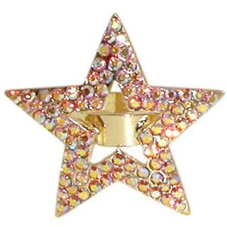 1 3/8" Adjustable Star Ring, in Gold with Ab Finish: Jewelry