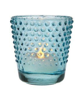 Turquoise Blue Vintage Glass Candle Holder (hobnail design)   Tea Light Holders