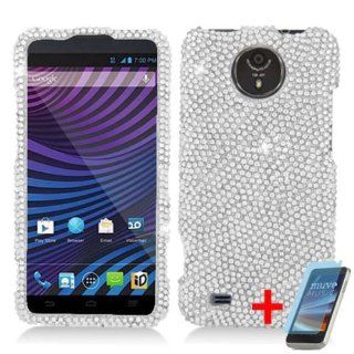 ZTE VITAL N9810 SOLID SILVER DIAMOND BLING COVER SNAP ON HARD CASE +FREE SCREEN PROTECTOR from [ACCESSORY ARENA]: Cell Phones & Accessories
