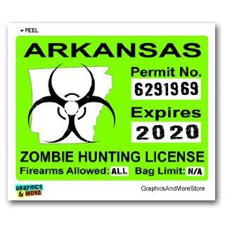 Arkansas AR Zombie Hunting License Permit Green   Biohazard Response Team   Window Bumper Locker Sticker: Automotive