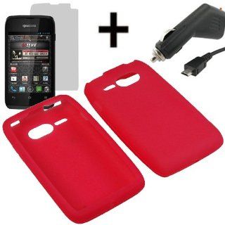 AM Silicone Sleeve Gel Cover Skin Case for Virgin Mobile Kyocera Event C5133 + LCD + Car Charger Red Cell Phones & Accessories