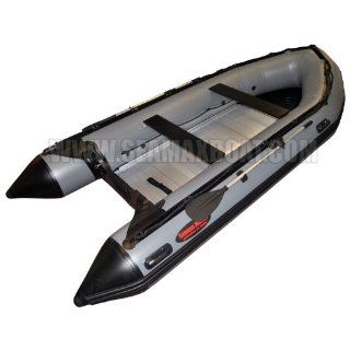 Seamax New Style Ocean430 Gray 14ft Inflatable Boat with Aluminum Floor, Heavy Duty Design, Pontoon Diameter 20", 5+1 Air Chamber, Deep Keel, Boat Rated 35hp : Open Water Inflatable Rafts : Sports & Outdoors