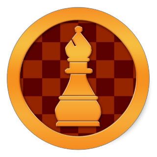 Gold Bishop Chess Piece Round Sticker