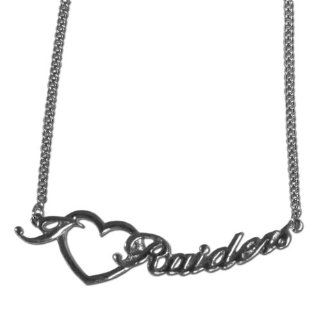 NFL Oakland Raiders Heart Script Necklace  Sports Fan Necklaces  Sports & Outdoors