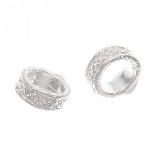 Bright Sterling Silver Short Spacer Bead   Fits Pandora   3mm (2): Arts, Crafts & Sewing