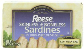 Reese Skinless and Boneless Sardines in 100% Olive Oil, 4.375 Ounce (Pack of 10) : Packaged Meats And Seafoods : Grocery & Gourmet Food