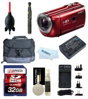Sony HDR PJ380 PJ380 DRPJ380/R (Red) + Battery + 32GB (10) + Camera Bag + Travel Charger : Camcorders : Camera & Photo