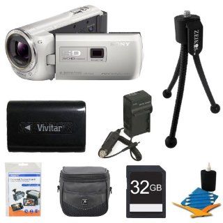 Sony HDR PJ380/W HDRPJ380 HDR PJ380 PJ380 High Definition Handycam Camcorder with 3.0 Inch LCD (White) Ultimate Bundle with 32GB SD Card, High Capacity Spare Battery, Rapid AC/DC Charger, Deluxe Carrying Case, Table Tripod, LCD Screen Protectors, and More 