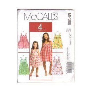 McCalls Sewing Pattern MP386, 4 Looks, Easy, Childrens and Girls Dresses, Sizes US CCE 3 4 5 6, 56,58,61,64cms, 22,23,24,25": Everything Else