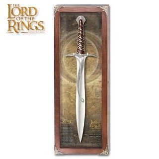 Lord of the Rings Sting Museum Sword with Display   Fantasy Sword  Martial Arts Swords  Sports & Outdoors