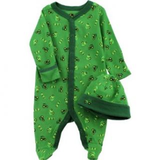 John Deere Infant Green Sleeper Hat Set FN382G: Clothing