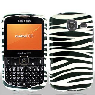 Black White Zebra Stripe Hard Cover Case for Samsung Comment 2 Freeform 4 SCH R390 Cell Phones & Accessories