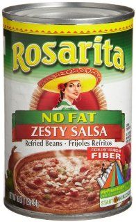 Rosarita Zesty Salsa Refried Beans, No Fat, 16 ounce Cans (Pack of 24) : Black Beans Produce : Grocery & Gourmet Food