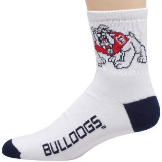 NCAA Fresno State Bulldogs Dual Color Team Logo Crew Socks   White: Slippers: Shoes