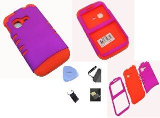 5 in 1 Combo for Samsung S390g   3 piece Hybrid High Impact Cover Case   Hot Pink / Orange + Ooki Screen Protector+ Ooki Stylus Pen + Ooki Case Opener + Microfiber Pouch Bag 