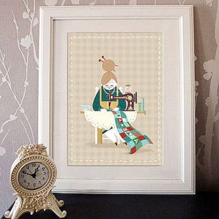 personalised 'sewing lady' print by 2d scrumptious