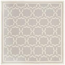 Moroccan Dhurrie Gray/ivory Wool Area Rug (8 Square)