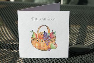 'get well soon' basket of fruit card by white mink