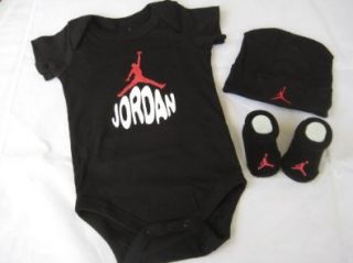 Nike Jordan Infant New Born Baby Boy 0 6 Months Lap/Shoulder Bodysuits,Booties and Cap With Jordan Sign Black 3 PCS Set New: Shoes