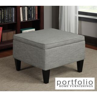 Portfolio Engle Barley Tan Linen Table Storage Ottoman