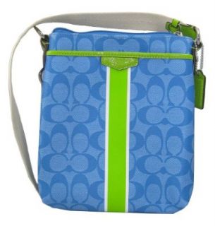 Coach Signature Stripe Swingpack Crossbody Bag Purse Handbag Blue / Green F51265: Shoes